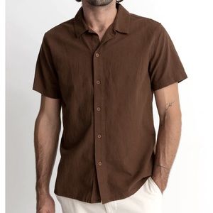 A.Tiziano brown linen short sleeve button down